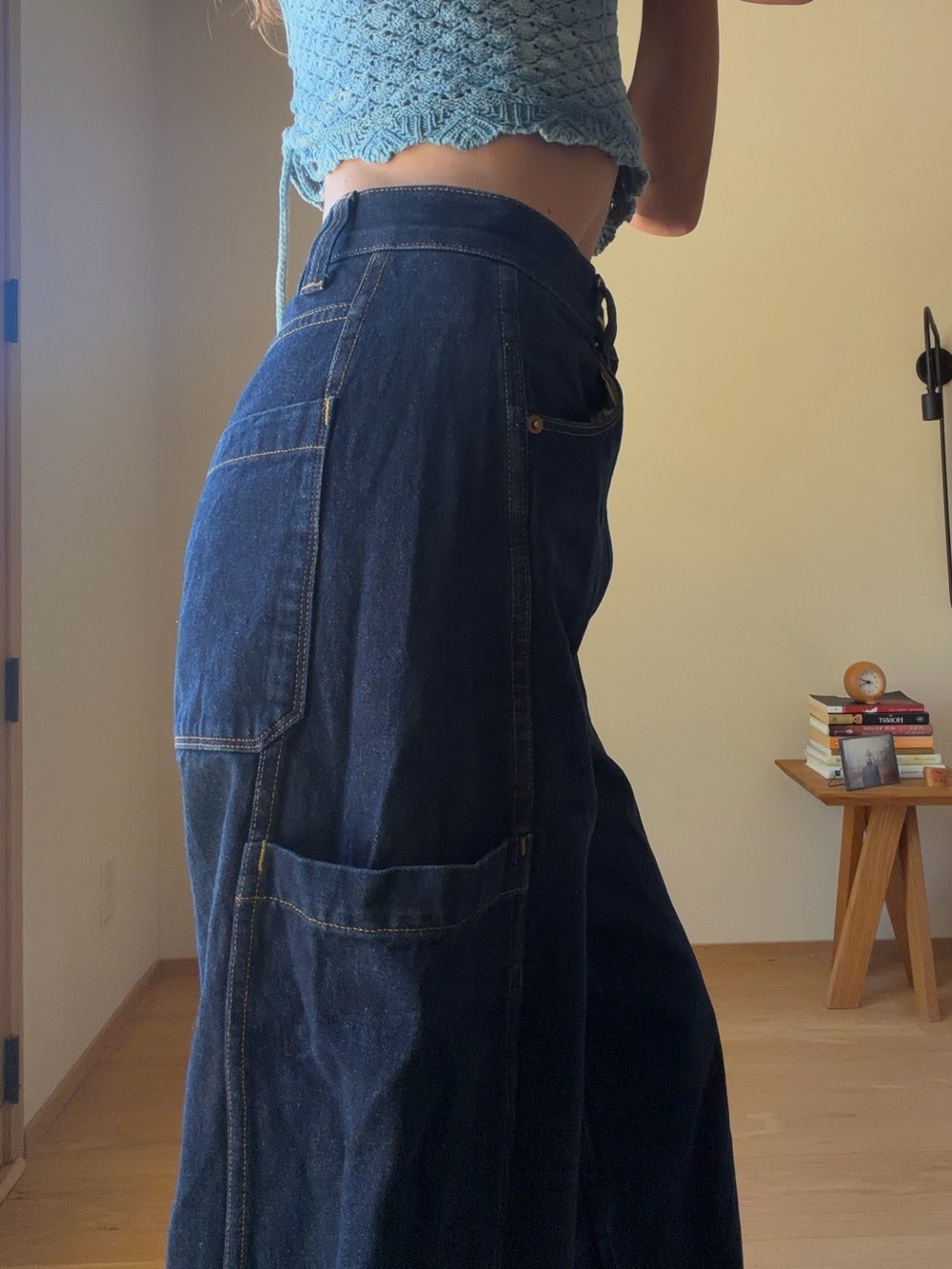 High-Rise Wide Leg Dark Blue Jeans - Classic Flare - Picture 3 of 11